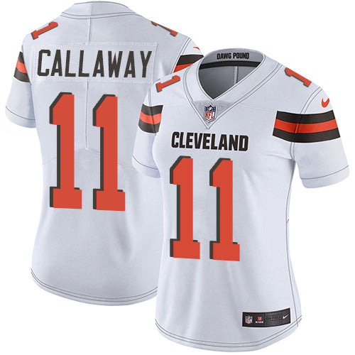 Custom Browns #11 Antonio Callaway White Women’s Stitched Football Vapor Untouchable Limited Jersey