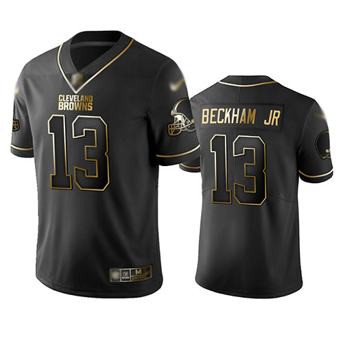 Custom Browns #13 Odell Beckham Jr Black Men’s Stitched Football Limited Golden Edition Jersey