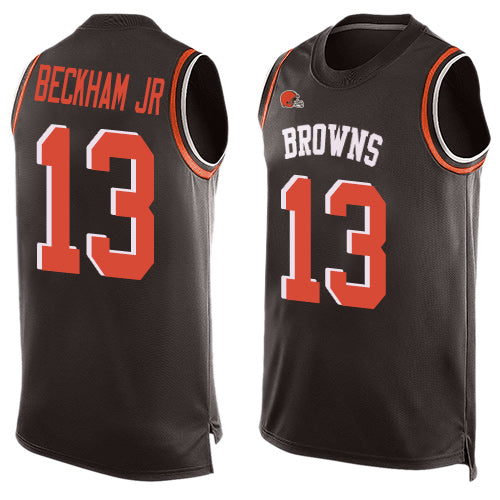 Custom Browns #13 Odell Beckham Jr Brown Team Color Men’s Stitched Football Limited Tank Top Jersey