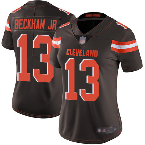 Custom Browns #13 Odell Beckham Jr Brown Team Color Women’s Stitched Football Vapor Untouchable Limited Jersey