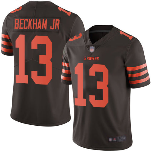 Custom Browns #13 Odell Beckham Jr Brown Youth Stitched Football Limited Rush Jersey