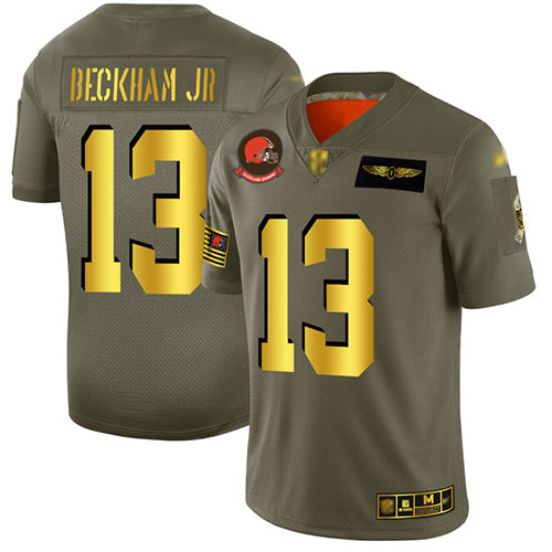 Custom Browns #13 Odell Beckham Jr Camo Gold Men’s Stitched Football Limited 2019 Salute To Service Jersey