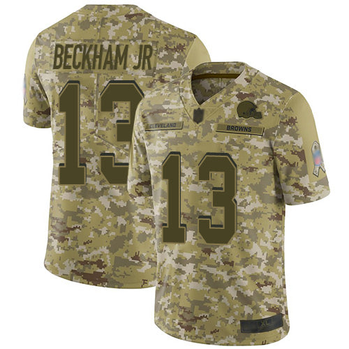 Custom Browns #13 Odell Beckham Jr Camo Men’s Stitched Football Limited 2018 Salute To Service Jersey