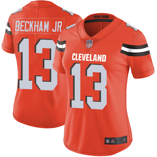 Custom Browns #13 Odell Beckham Jr Orange Alternate Women’s Stitched Football Vapor Untouchable Limited Jersey