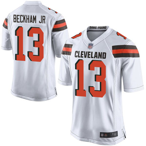 Custom Browns #13 Odell Beckham Jr White Youth Stitched Football New Elite Jersey