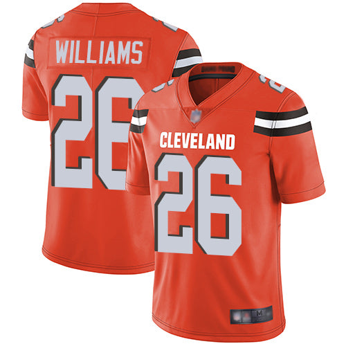 Custom Browns #26 Greedy Williams Orange Alternate Youth Stitched Football Vapor Untouchable Limited Jersey