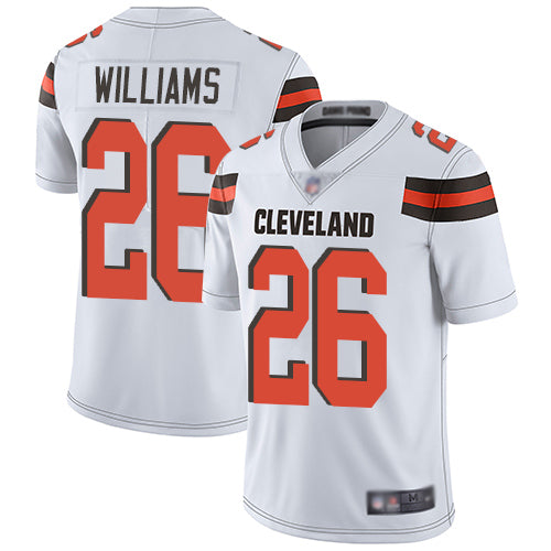 Custom Browns #26 Greedy Williams White Men’s Stitched Football Vapor Untouchable Limited Jersey