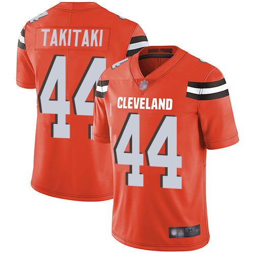 Custom Browns #44 Sione Takitaki Orange Alternate Men’s Stitched Football Vapor Untouchable Limited Jersey