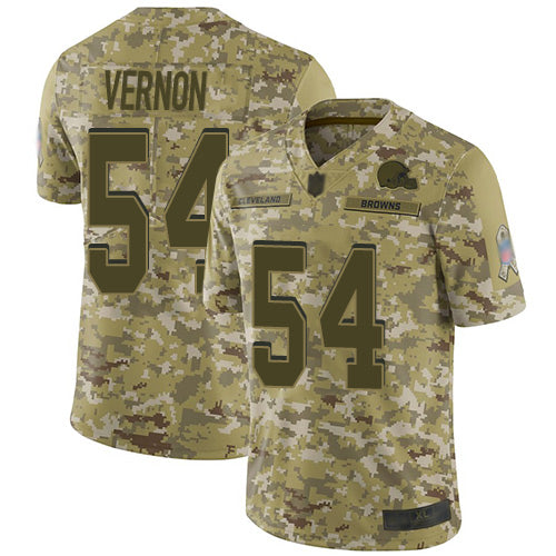 Custom Browns #54 Olivier Vernon Camo Men’s Stitched Football Limited 2018 Salute To Service Jersey