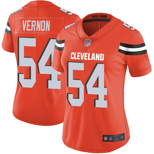 Custom Browns #54 Olivier Vernon Orange Alternate Women’s Stitched Football Vapor Untouchable Limited Jersey