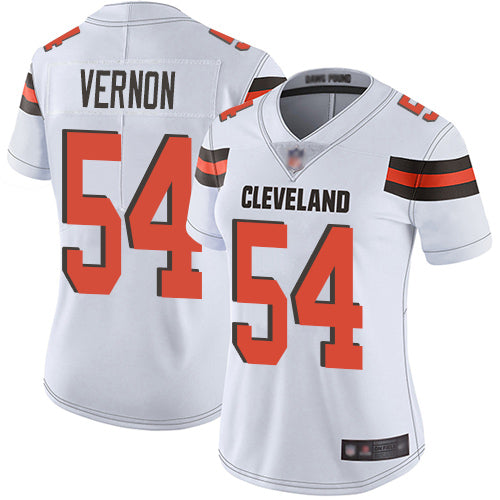 Custom Browns #54 Olivier Vernon White Women’s Stitched Football Vapor Untouchable Limited Jersey