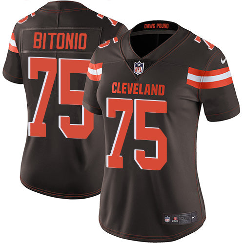 Custom Browns #75 Joel Bitonio Brown Team Color Women’s Stitched Football Vapor Untouchable Limited Jersey