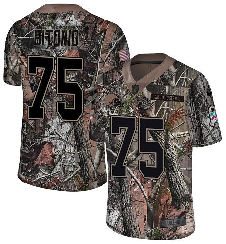 Custom Browns #75 Joel Bitonio Camo Men’s Stitched Football Limited Rush Realtree Jersey