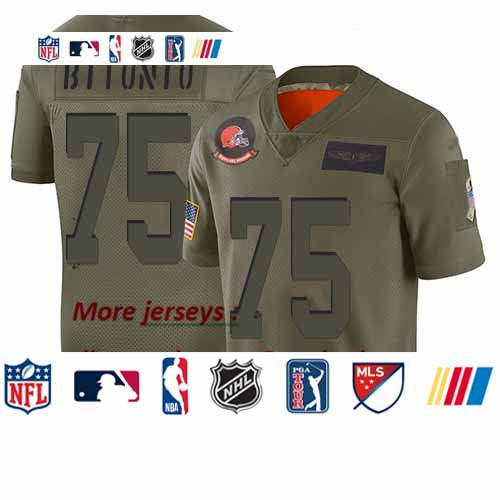 Custom Browns #75 Joel Bitonio Camo Youth Stitched Football Limited 2019 Salute to Service Jersey