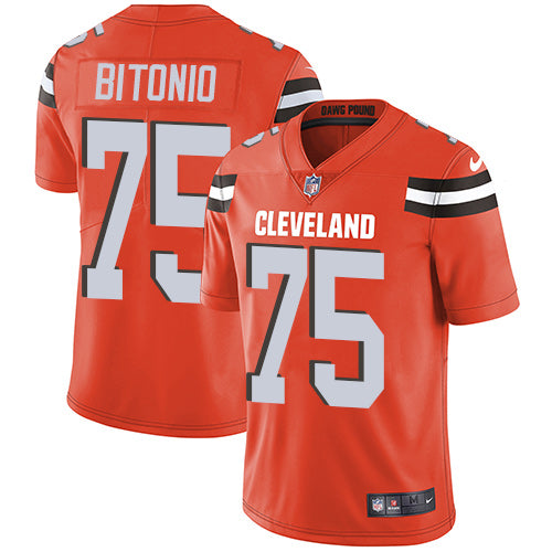 Custom Browns #75 Joel Bitonio Orange Alternate Men’s Stitched Football Vapor Untouchable Limited Jersey