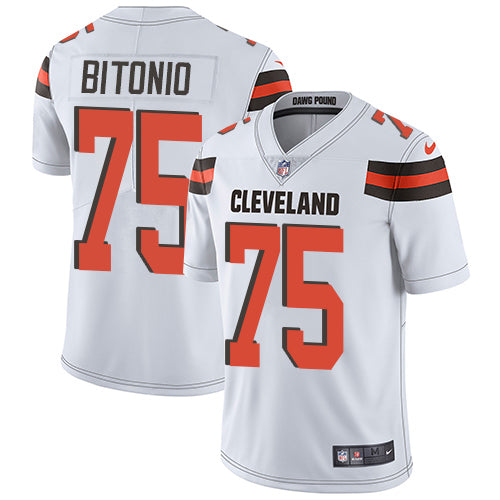 Custom Browns #75 Joel Bitonio White Men’s Stitched Football Vapor Untouchable Limited Jersey