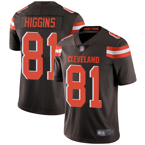 Custom Browns #81 Rashard Higgins Brown Team Color Men’s Stitched Football Vapor Untouchable Limited Jersey