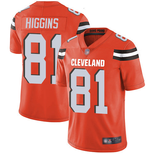 Custom Browns #81 Rashard Higgins Orange Alternate Men’s Stitched Football Vapor Untouchable Limited Jersey