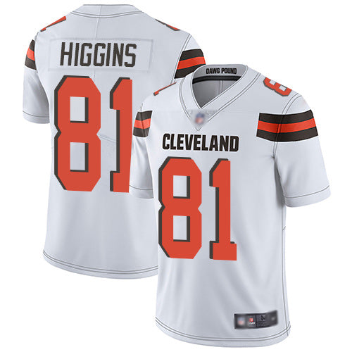 Custom Browns #81 Rashard Higgins White Men’s Stitched Football Vapor Untouchable Limited Jersey