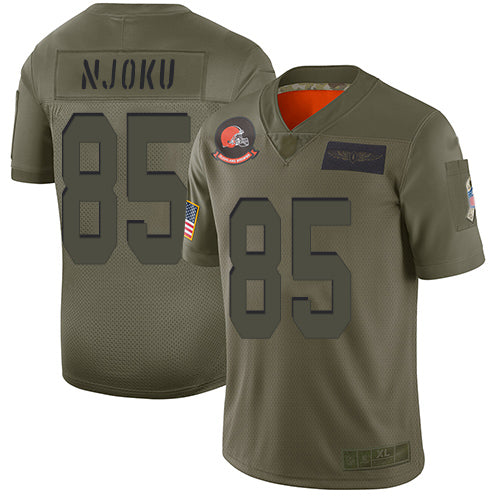 Custom Browns #85 David Njoku Camo Men’s Stitched Football Limited 2019 Salute To Service Jersey