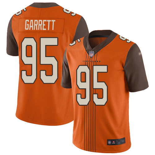Custom Browns #95 Myles Garrett Orange Alternate Men’s Stitched Football Limited City Edition Jersey