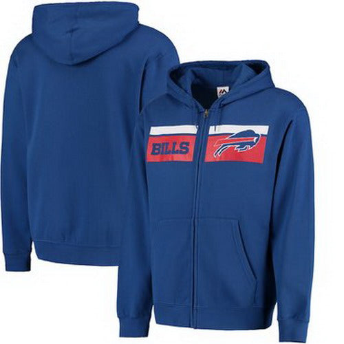 Custom Buffalo Bills Majestic Touchback Full Zip Hoodie Royal