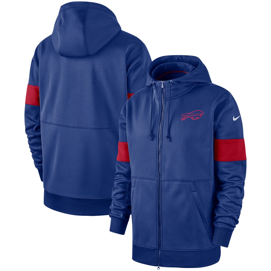 Custom Buffalo Bills Sideline Performance Full Zip Hoodie Royal