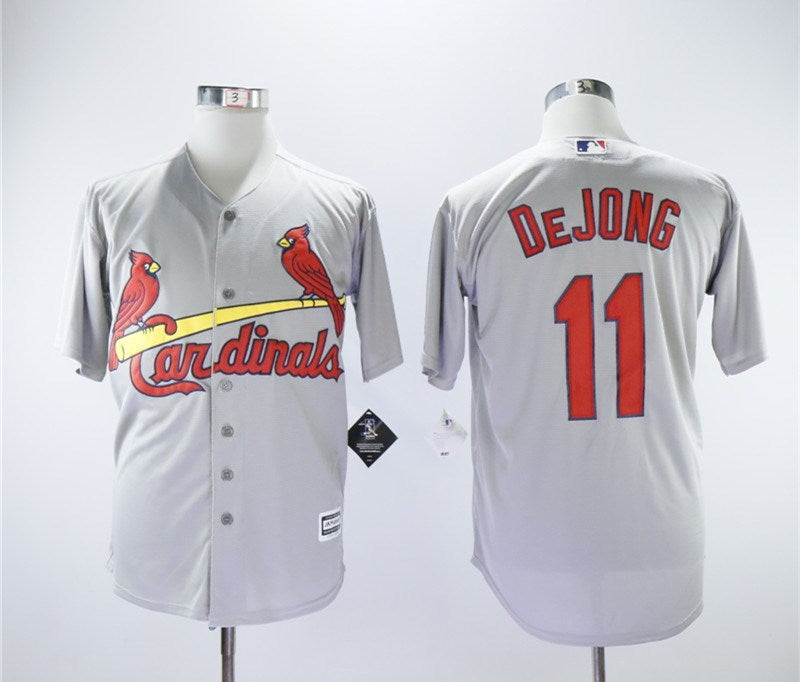 Custom Cardinals 11 Paul DeJong Gray Cool Base Jersey