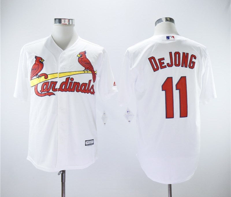 Custom Cardinals 11 Paul DeJong White Cool Base Jersey