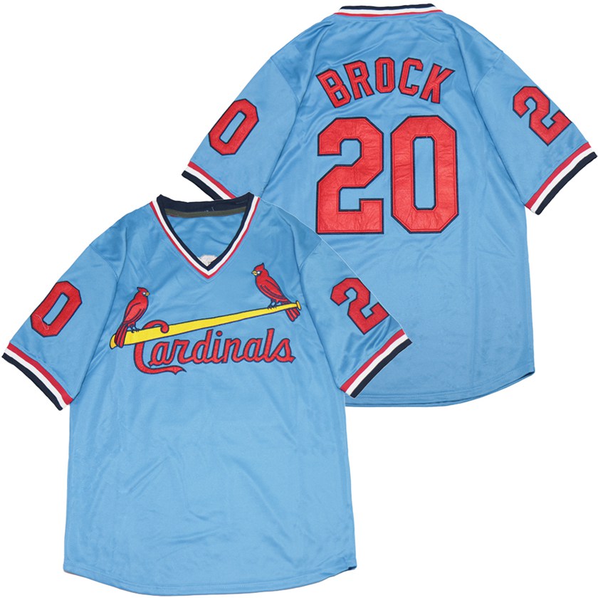 Custom Cardinals 20 Lou Brock Blue Throwback Jersey
