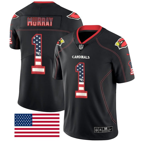 Custom Cardinals #1 Kyler Murray Black Men’s Stitched Football Limited Rush USA Flag Jersey