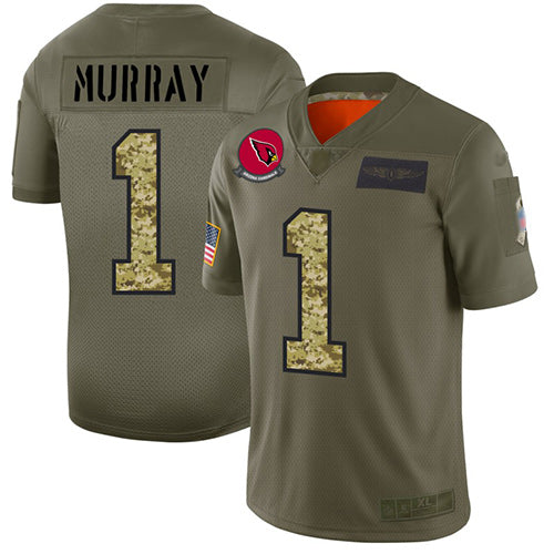 Custom Cardinals #1 Kyler Murray Olive Camo Men’s Stitched Football Limited 2019 Salute To Service Jersey