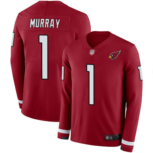Custom Cardinals #1 Kyler Murray Red Team Color Youth Stitched Football Limited Therma Long Sleeve Jersey