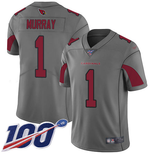 Custom Cardinals #1 Kyler Murray Silver Youth Stitched Football Limited Inverted Legend 100th Season Jersey