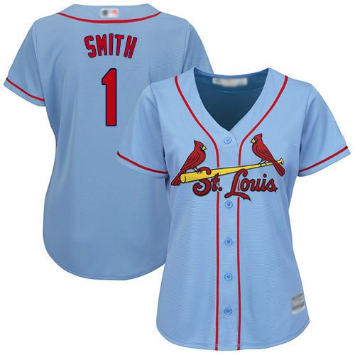Custom Cardinals #1 Ozzie Smith Light Blue Alternate Women’s Stitched Baseball Jersey