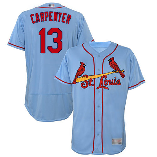 Custom Cardinals #13 Matt Carpenter Light Blue Flexbase Collection Stitched Baseball Jersey