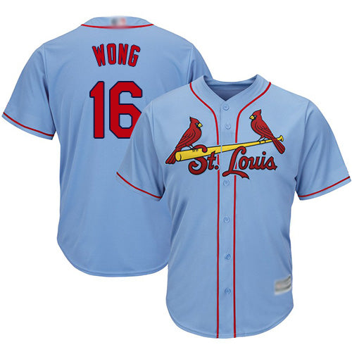 Custom Cardinals #16 Kolten Wong Light Blue Cool Base Stitched Youth Baseball Jersey