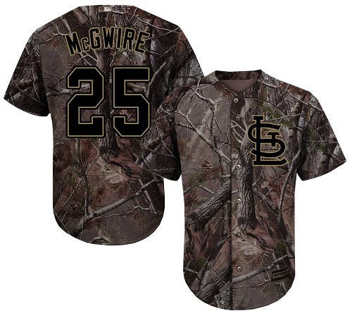 Custom Cardinals #25 Mark McGwire Camo Realtree Collection Cool Base Stitched Youth Baseball Jersey