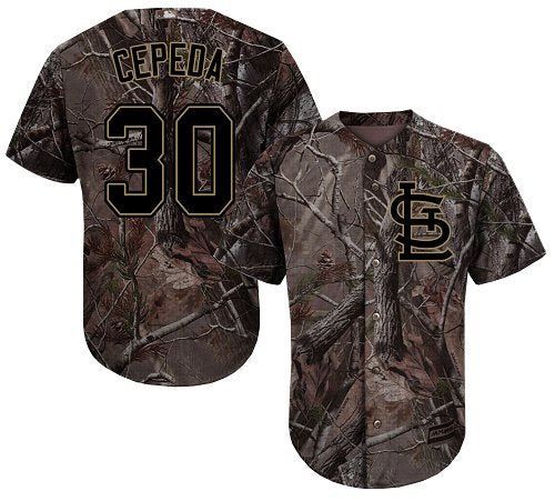 Custom Cardinals #30 Orlando Cepeda Camo Realtree Collection Cool Base Stitched Baseball Jersey