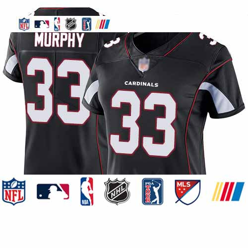 Custom Cardinals #33 Byron Murphy Black Alternate Women’s Stitched Football Vapor Untouchable Limited Jersey