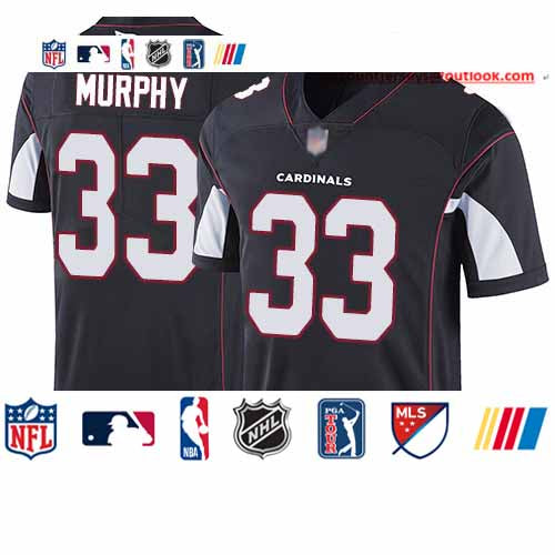 Custom Cardinals #33 Byron Murphy Black Alternate Youth Stitched Football Vapor Untouchable Limited Jersey