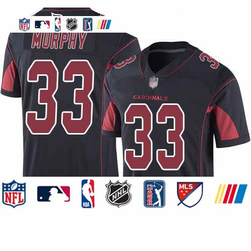Custom Cardinals #33 Byron Murphy Black Youth Stitched Football Limited Rush Jersey