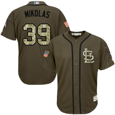 Custom Cardinals #39 Miles Mikolas Green Salute to Service Stitched Baseball Jersey