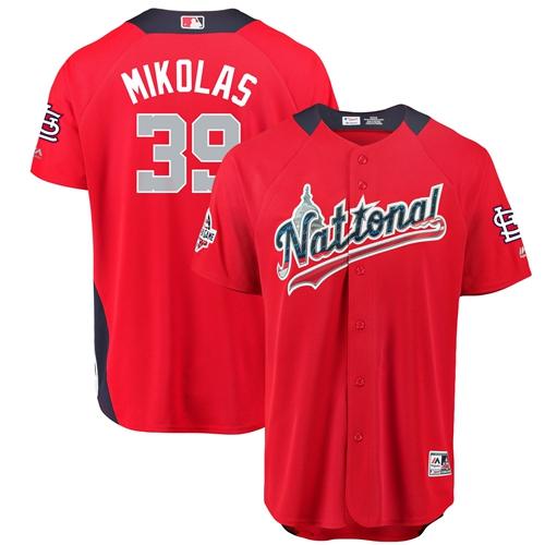 Custom Cardinals #39 Miles Mikolas Red 2018 All-Star National League Stitched Baseball Jersey