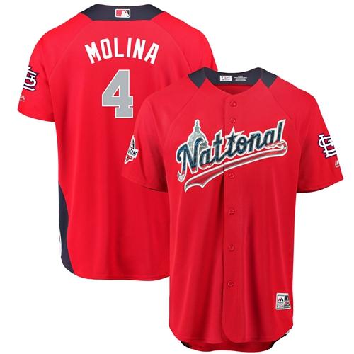 Custom Cardinals #4 Yadier Molina Red 2018 All-Star National League Stitched Baseball Jersey