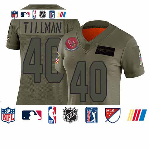 Custom Cardinals #40 Pat Tillman Camo Women’s Stitched Football Limited 2019 Salute to Service Jersey
