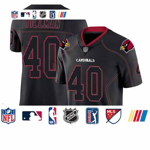 Custom Cardinals #40 Pat Tillman Lights Out Black Men’s Stitched Football Limited Rush Jersey