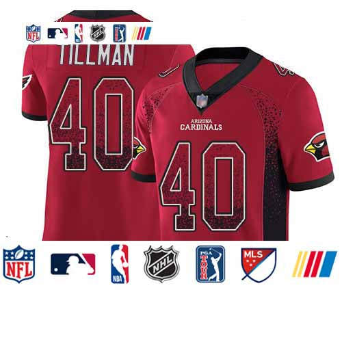Custom Cardinals #40 Pat Tillman Red Team Color Men’s Stitched Football Limited Rush Drift Fashion Jersey
