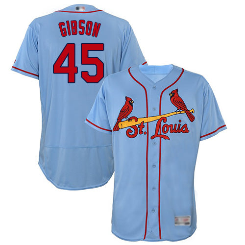 Custom Cardinals #45 Bob Gibson Light Blue Flexbase Collection Stitched Baseball Jersey