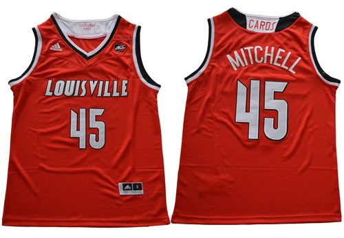 Custom Cardinals #45 Donovan Mitchell Red Basketball Stitched NCAA Jersey